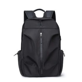 PU Backpack Fashion Large Capacity Men's Casual Backpack Commuter Trend Backpack Student School Bag (Color: Black)