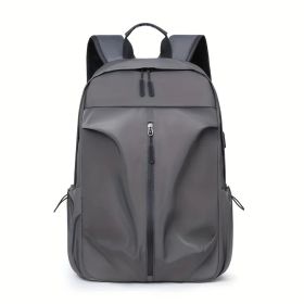 PU Backpack Fashion Large Capacity Men's Casual Backpack Commuter Trend Backpack Student School Bag (Color: Grey)