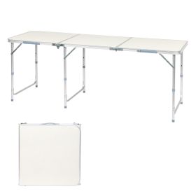 3FT/4FT/6FT Durable Plastic Folding Table w/Handles & Lock - Portable Indoor/Outdoor Picnic Dining Table for Camping, Parties, White (size: 6FT)