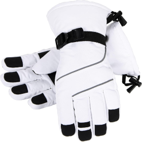 Only Supports Self Pickup  Men's Ski Gloves Waterproof Insulated Snow Gloves With Touch Screen (Option: White X Large)