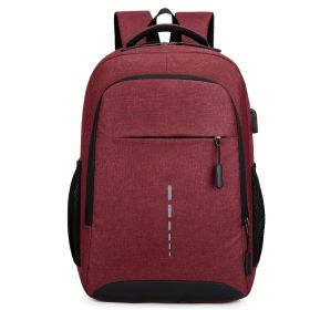 Oxford Cloth Backpack Casual Versatile Large Capacity Laptop Bag Daily Commuting Trend Backpack (Color: Red)